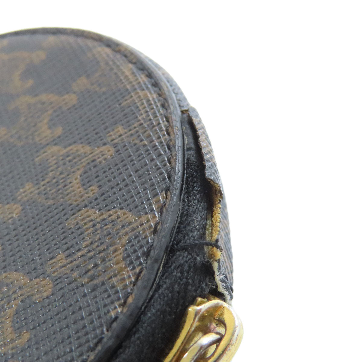 CELINE Coin case PVC Dark brown TriomphePattern Women Used Authentic