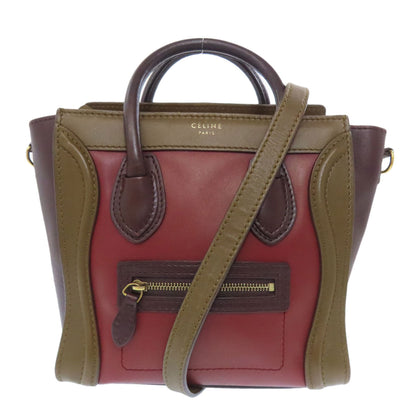CELINE Handbag Calfskin Red Luggage nano 2 WAY Women Used Authentic
