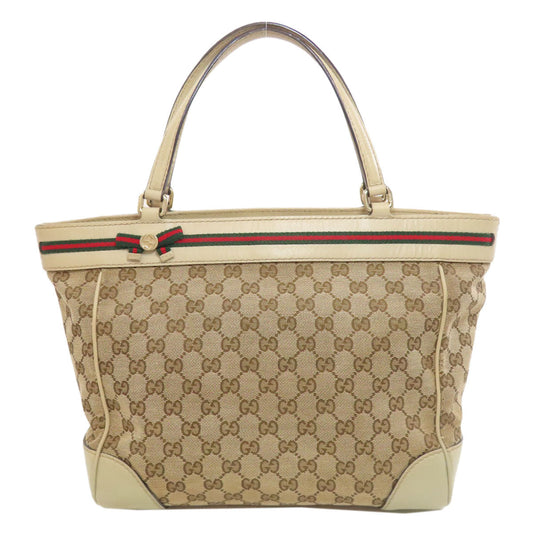GUCCI Tote Bag 257061 Canvas, Leather Brown Mayfair Sherry Line Women Used Authentic