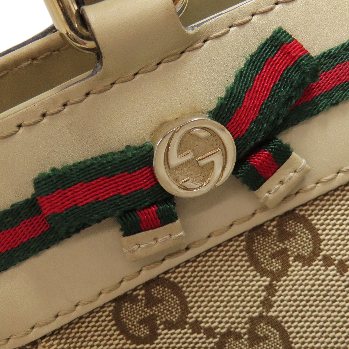 GUCCI Tote Bag 257061 Canvas, Leather Brown Mayfair Sherry Line Women Used Authentic