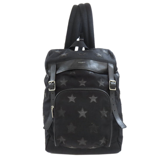 SAINT LAURENT Backpack leather black Star motif