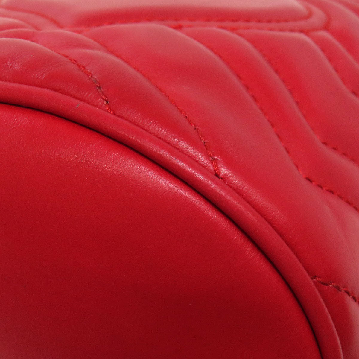 GUCCI Shoulder Bag 575163 Calfskin Red GG Marmont ChainShoulder