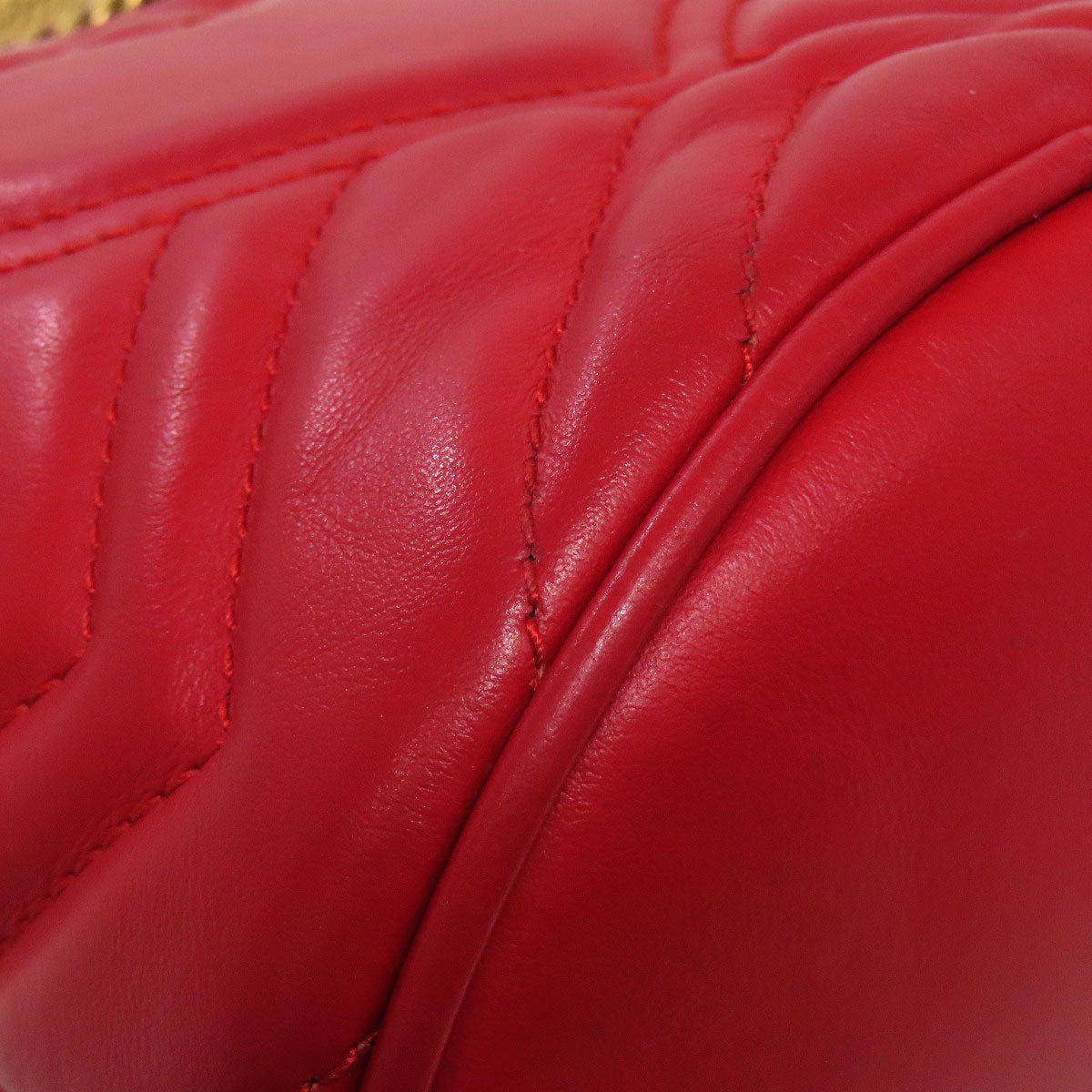 GUCCI Shoulder Bag 575163 Calfskin Red GG Marmont ChainShoulder