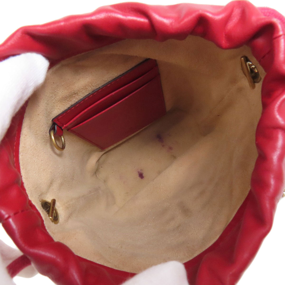 GUCCI Shoulder Bag 575163 Calfskin Red GG Marmont ChainShoulder