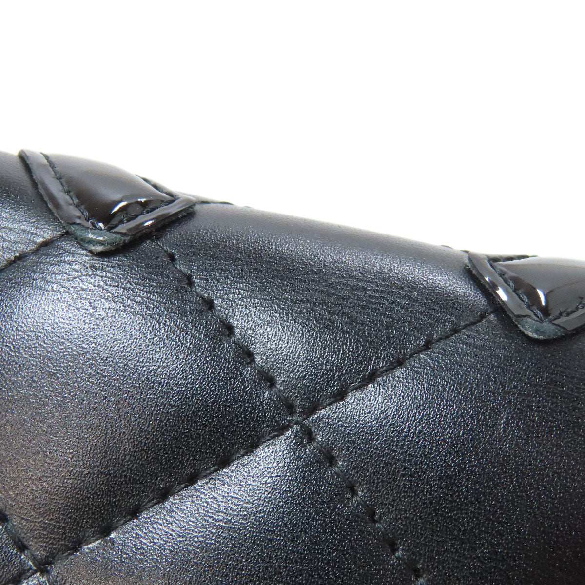 CHANEL Bifold Wallet lambskin black Cambon line Women Used Authentic