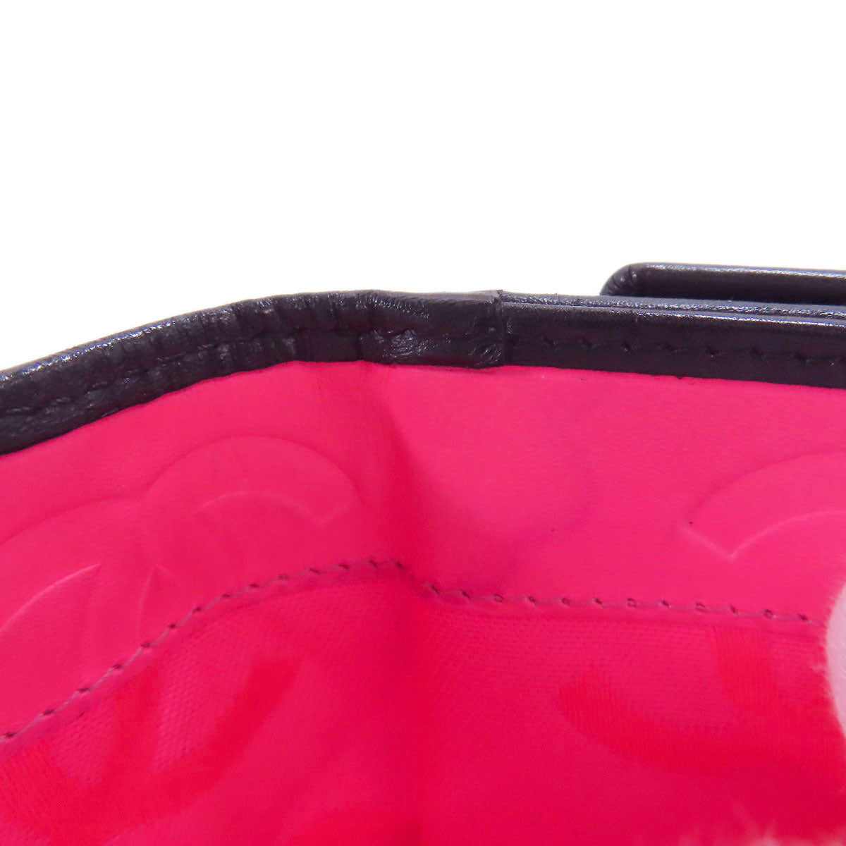 CHANEL Bifold Wallet lambskin black Cambon line Women Used Authentic