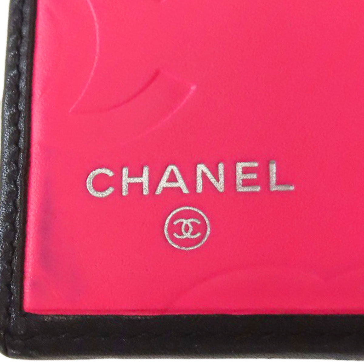 CHANEL Bifold Wallet lambskin black Cambon line Women Used Authentic
