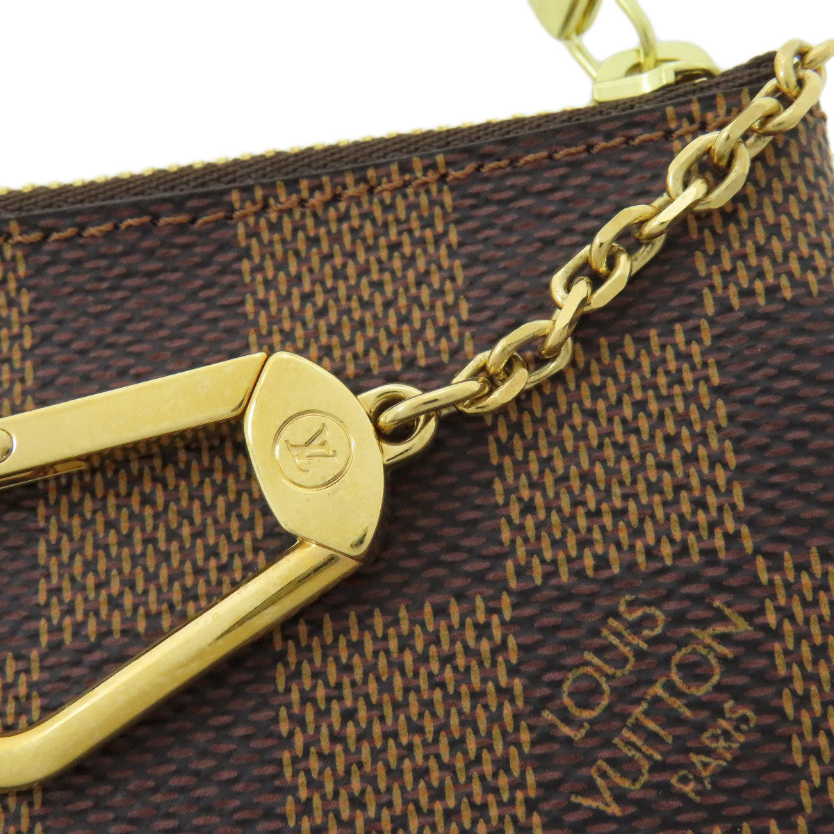 LOUIS VUITTON Coin case N62658 Damier canvas Brown Pochette Kle Women(Unisex) Used Authentic