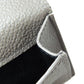 SAINT LAURENT Bifold Wallet leather gray Tri-fold logo Women Used Authentic