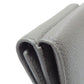 SAINT LAURENT Bifold Wallet leather gray Tri-fold logo Women Used Authentic