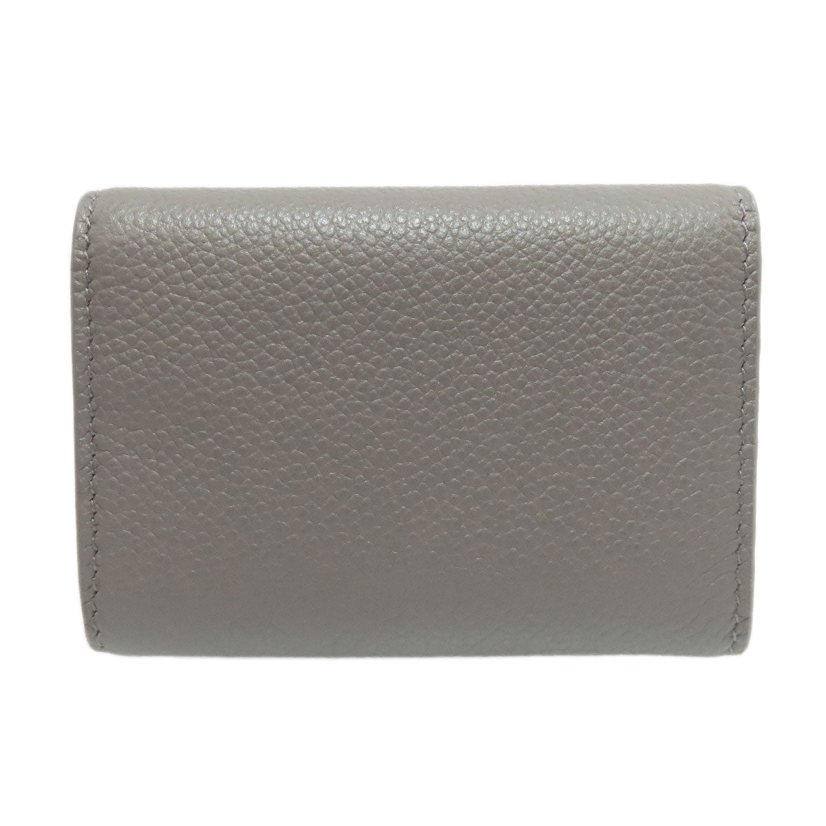 SAINT LAURENT Bifold Wallet leather gray Tri-fold logo Women Used Authentic