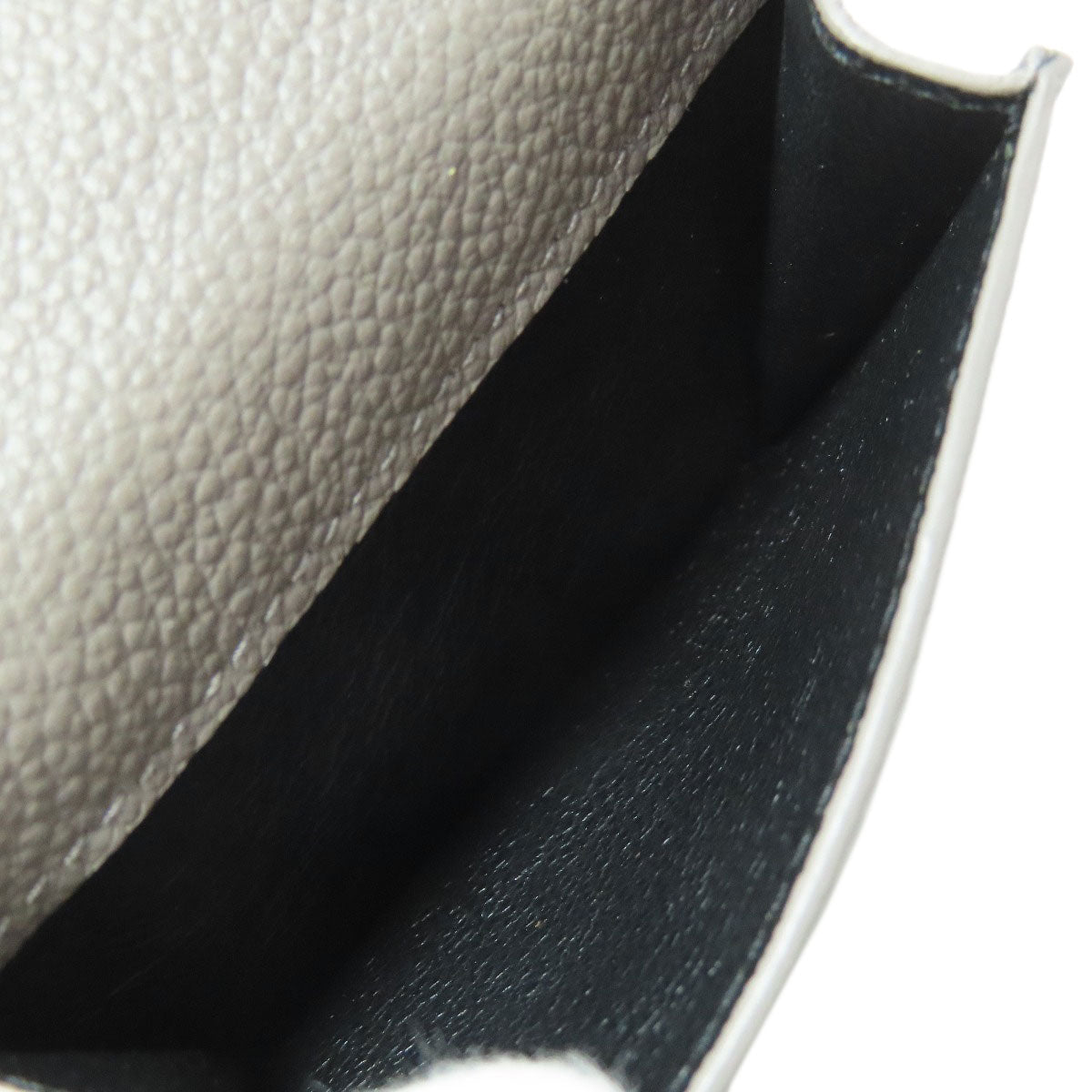 SAINT LAURENT Bifold Wallet leather gray Tri-fold logo Women Used Authentic