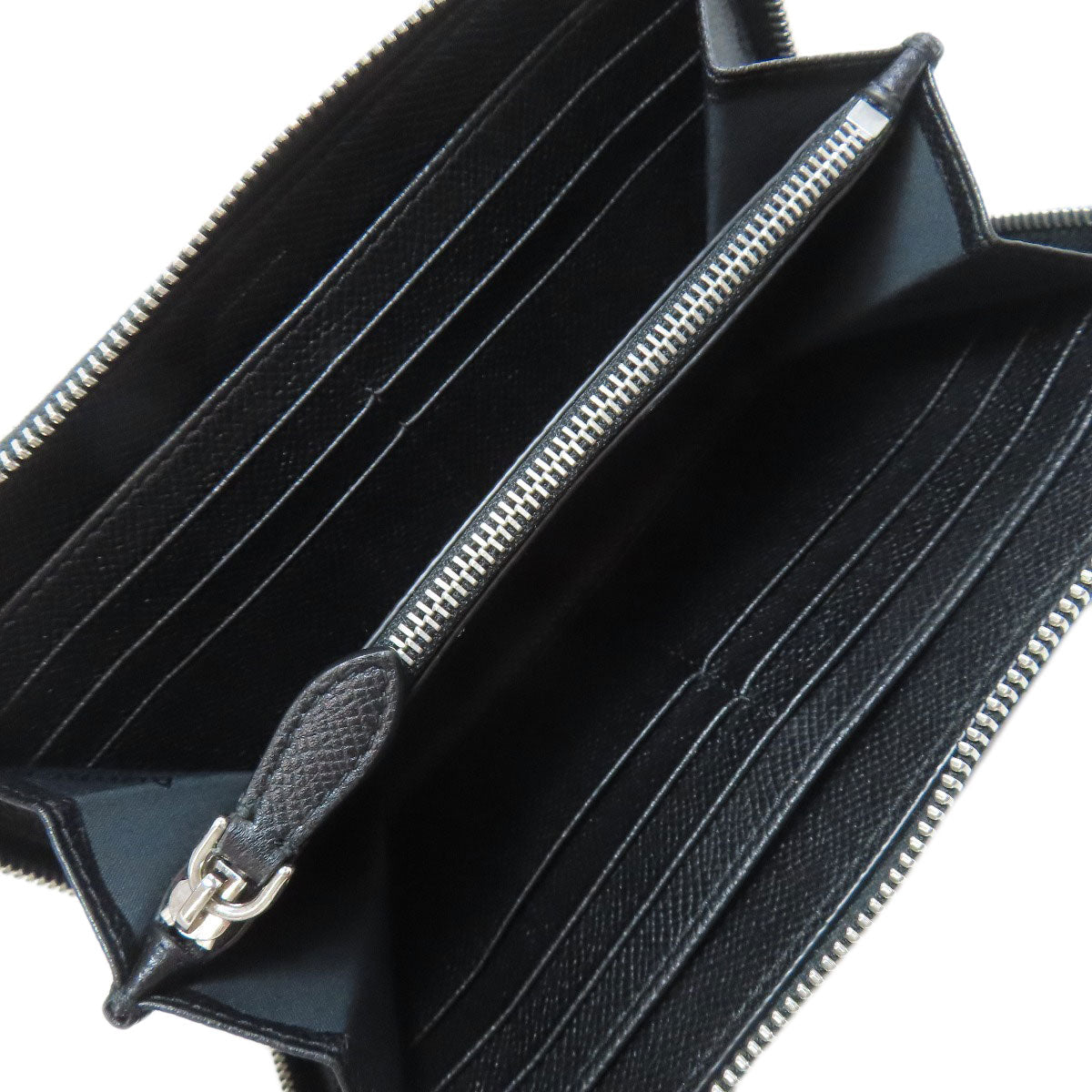 BURBERRY Long Wallet Purse leather black logo Women Used Authentic