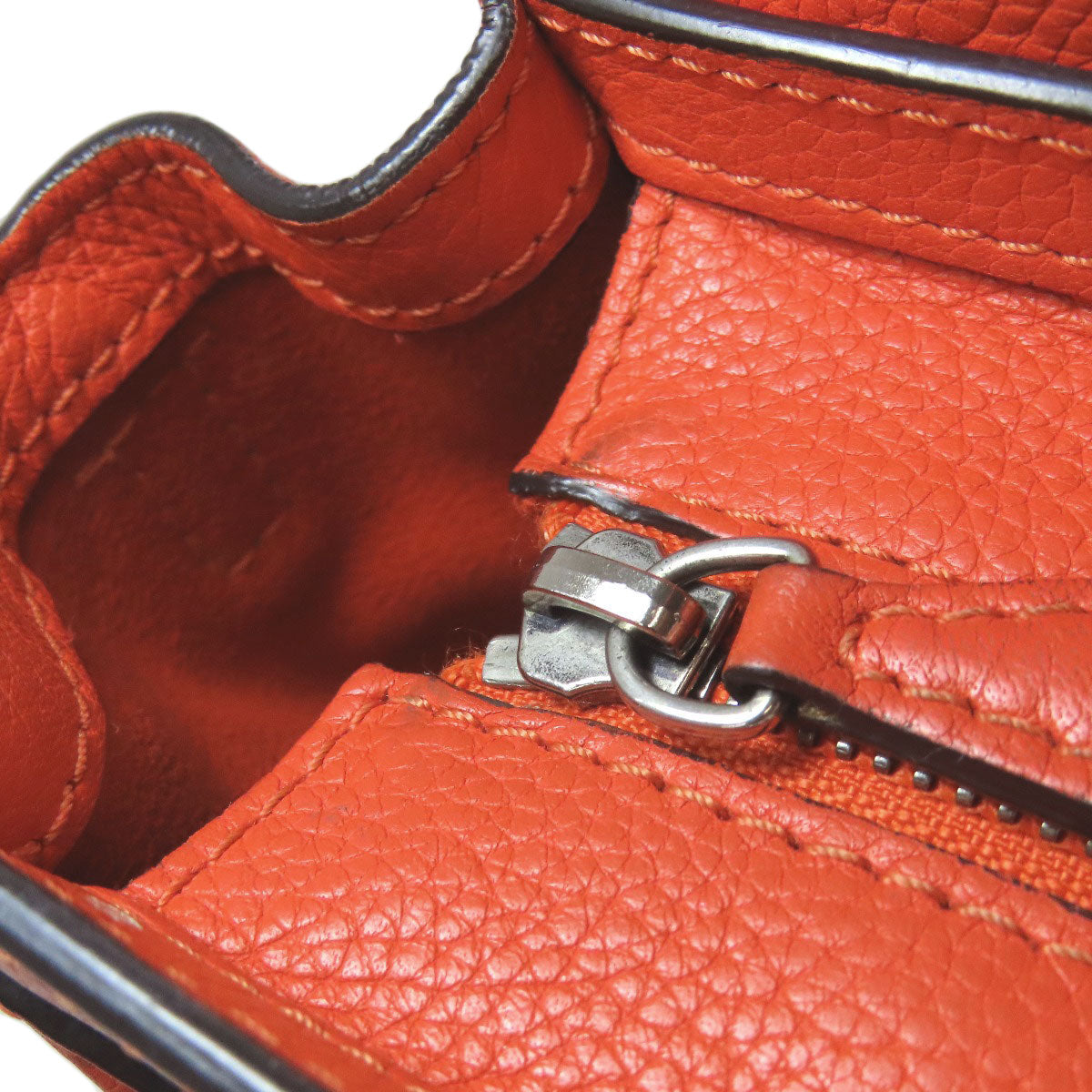 CELINE Handbag Calfskin Red Luggage nano 2 WAY Women Used Authentic