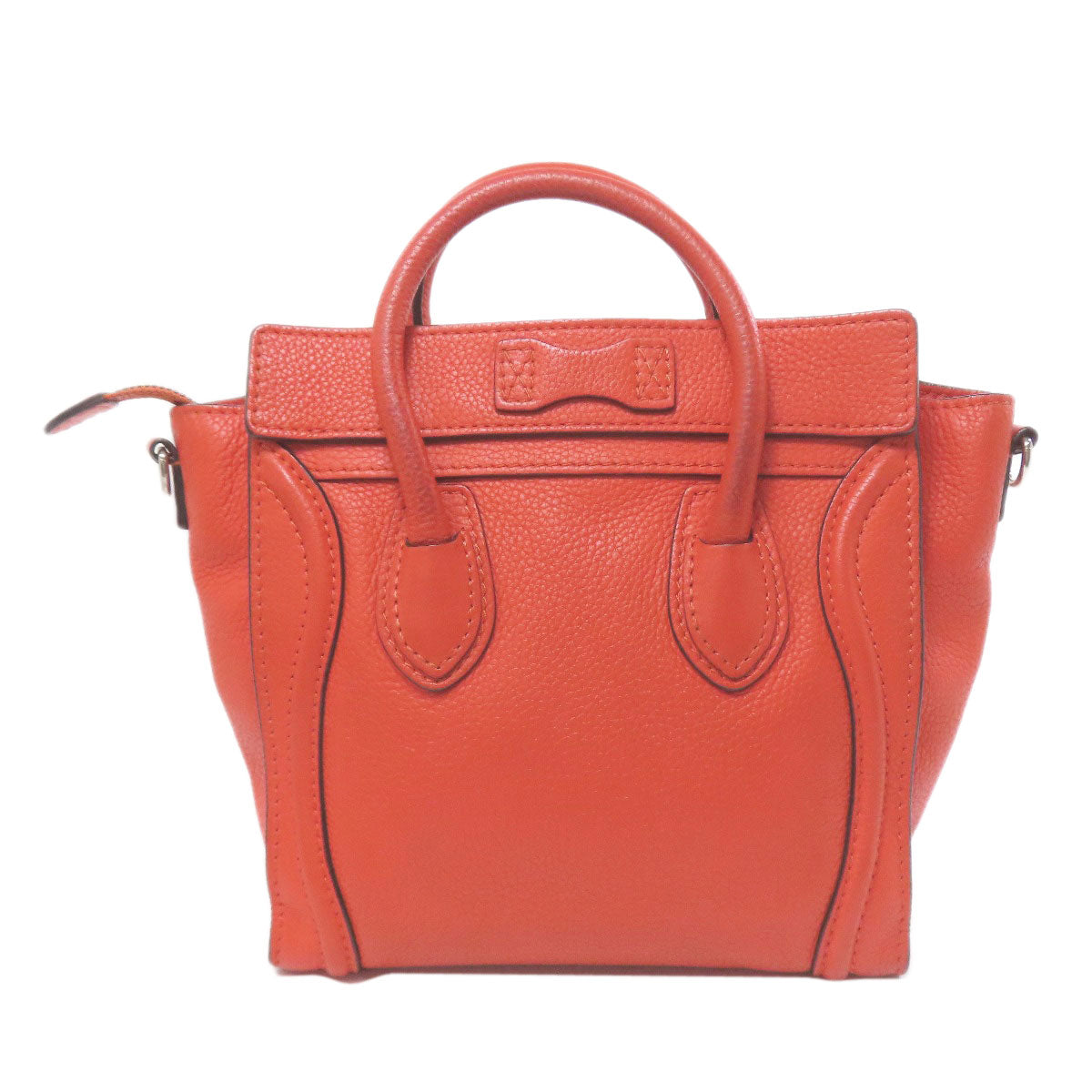CELINE Handbag Calfskin Red Luggage nano 2 WAY Women Used Authentic