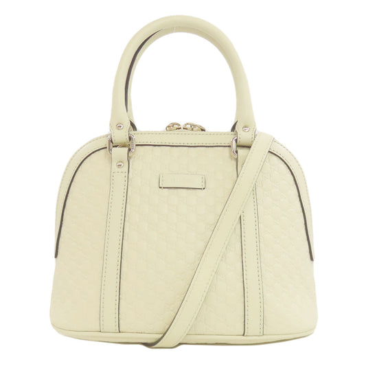 GUCCI Handbag 449645 leather white Outlet GG Signature Microsima 2WAY Women Used Authentic