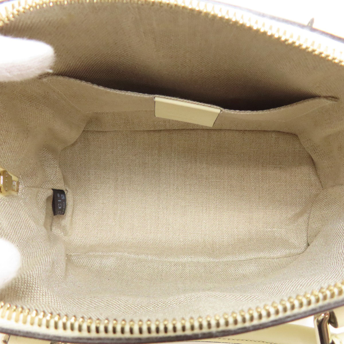 GUCCI Handbag 449645 leather white Outlet GG Signature Microsima 2WAY Women Used Authentic
