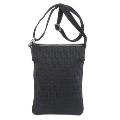 FENDI Shoulder Bag Nylon black Zucca Pattern Women Used Authentic
