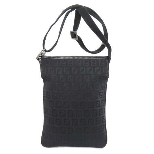 FENDI Shoulder Bag Nylon black Zucca Pattern Women Used Authentic