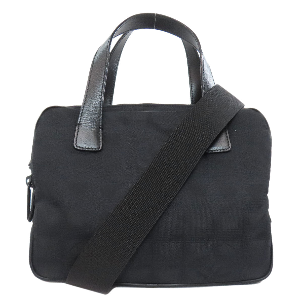 CHANEL Handbag Nylon jacquard black New travel line 2WAY