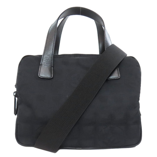 CHANEL Handbag Nylon jacquard black New travel line 2WAY