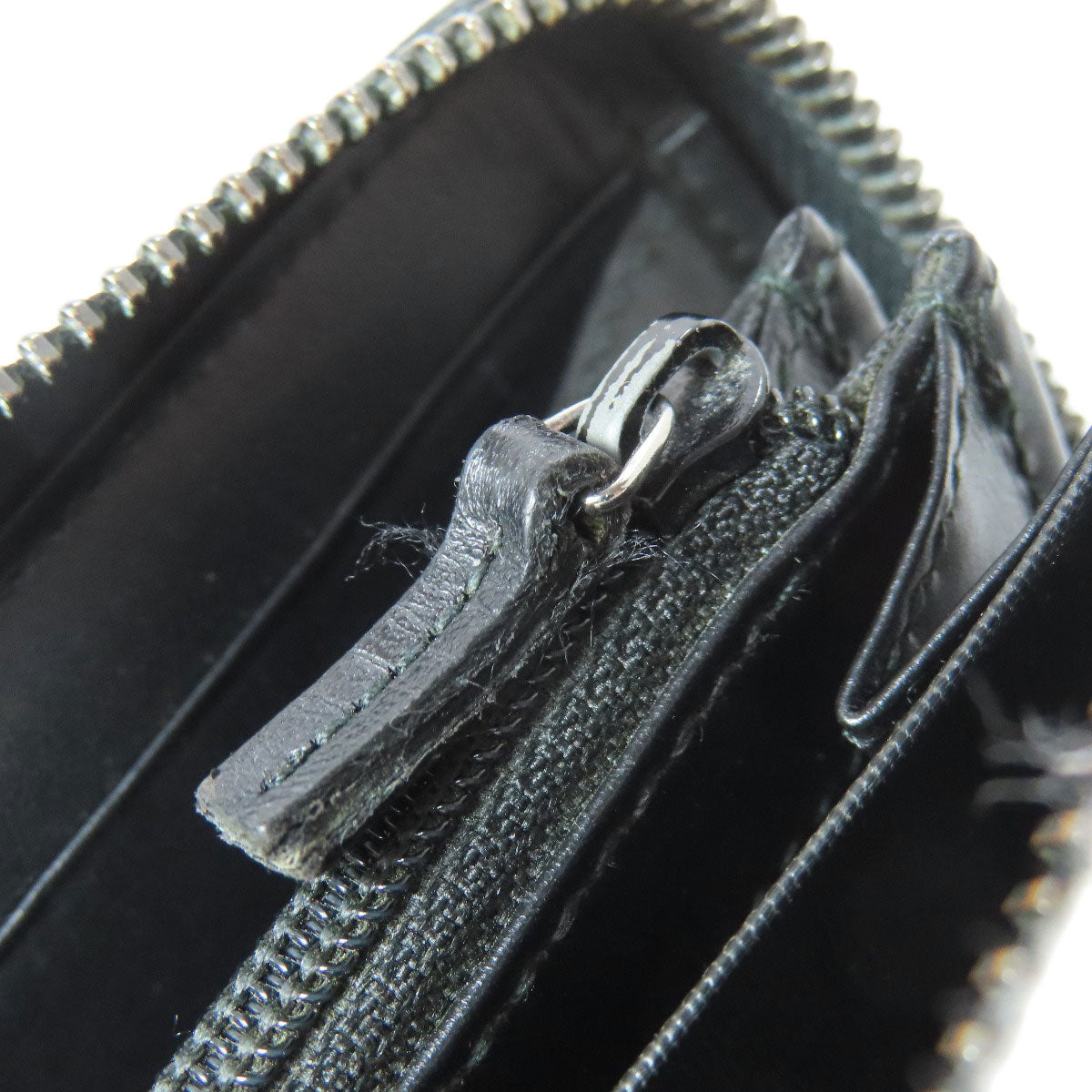 GUCCI Long Wallet Purse 307987 leather black Zip Around GG Signature Shima Women Used Authentic