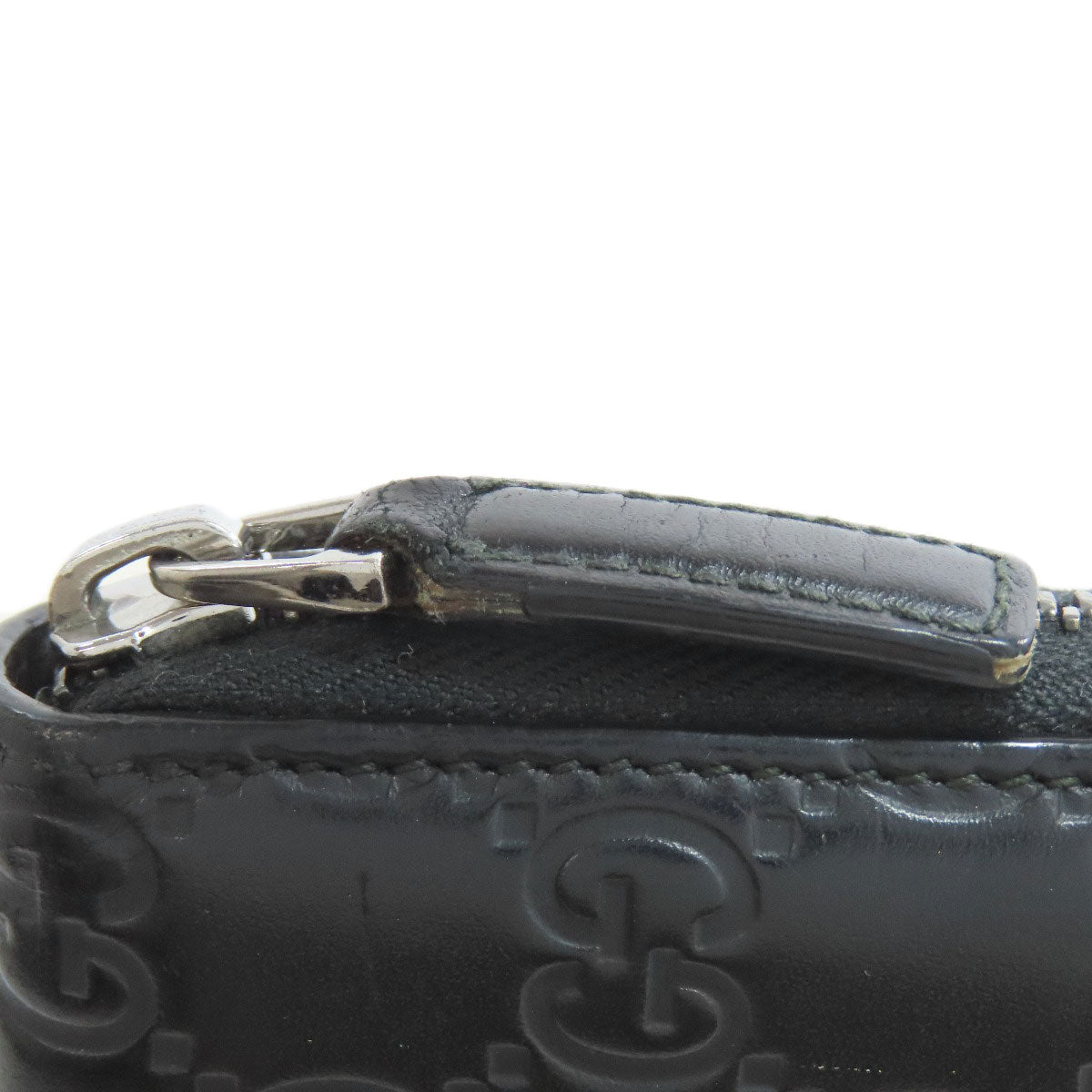 GUCCI Long Wallet Purse 307987 leather black Zip Around GG Signature Shima Women Used Authentic