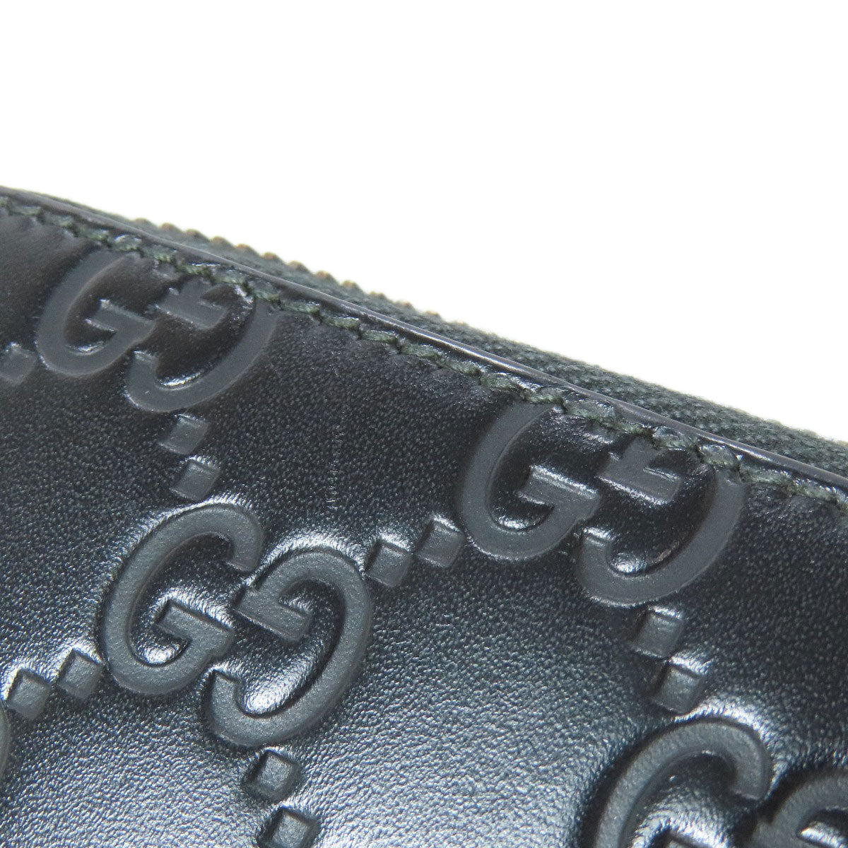 GUCCI Long Wallet Purse 307987 leather black Zip Around GG Signature Shima Women Used Authentic