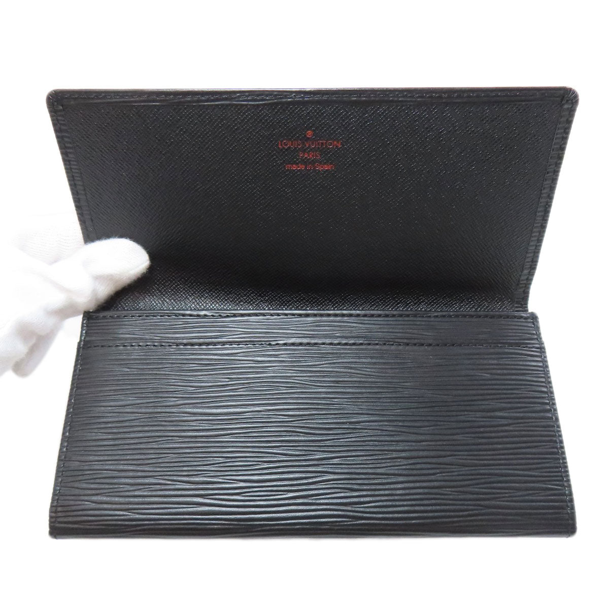 LOUIS VUITTON Long Wallet Purse M63532 Epi black Portoen 3 Cartes Credit mens Used Authentic