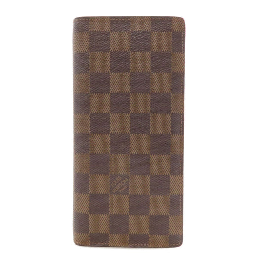 LOUIS VUITTON Long Wallet Purse N60017 Damier canvas Brown Portefeuille Blaza Women Used Authentic