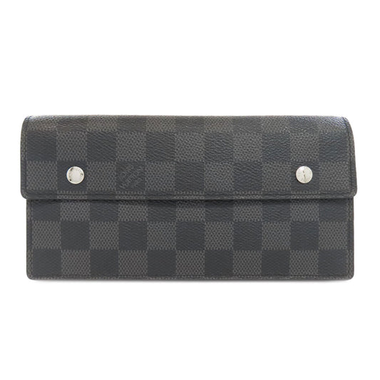 LOUIS VUITTON Long Wallet Purse N60023 Damier canvas gray Acordion mens Used Authentic