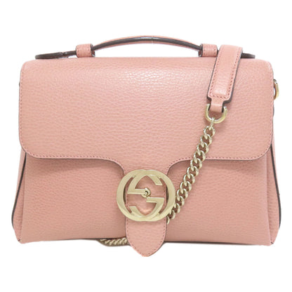 GUCCI Shoulder Bag 510302 Calfskin pink Outlet ChainShoulder Interlocking G 2WAY Women Used Authentic