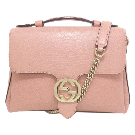 GUCCI Shoulder Bag 510302 Calfskin pink Outlet ChainShoulder Interlocking G 2WAY Women Used Authentic