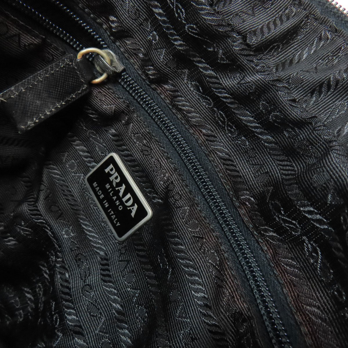 PRADA Shoulder Bag Nylon black logoMetal Women Used Authentic