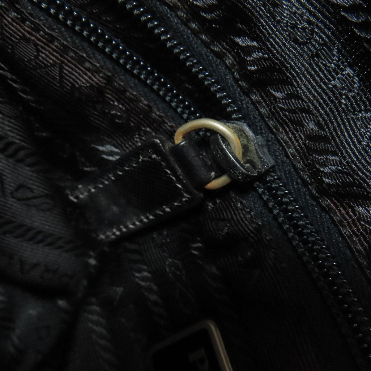 PRADA Shoulder Bag Nylon black logoMetal Women Used Authentic