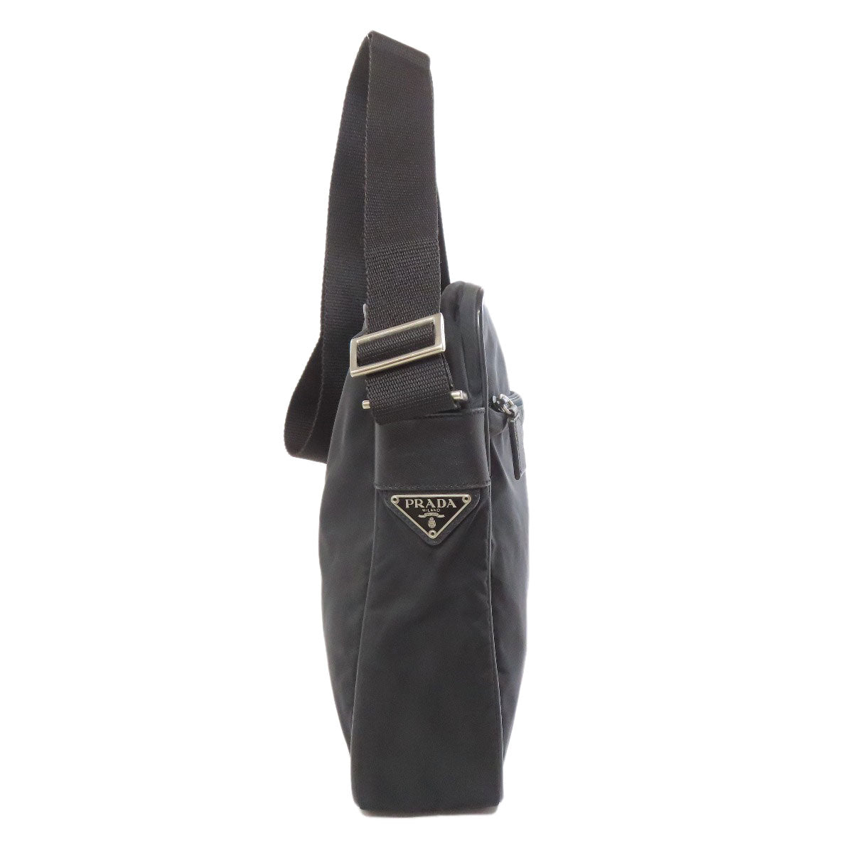 PRADA Shoulder Bag Nylon black logoMetal Women Used Authentic