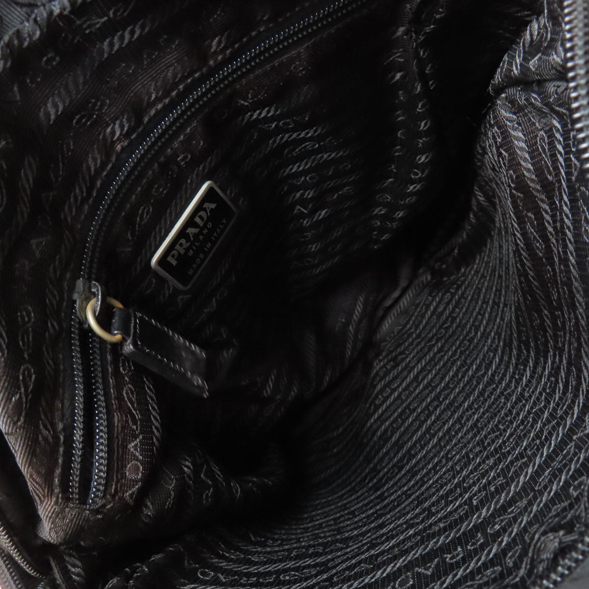 PRADA Shoulder Bag Nylon black logoMetal Women Used Authentic