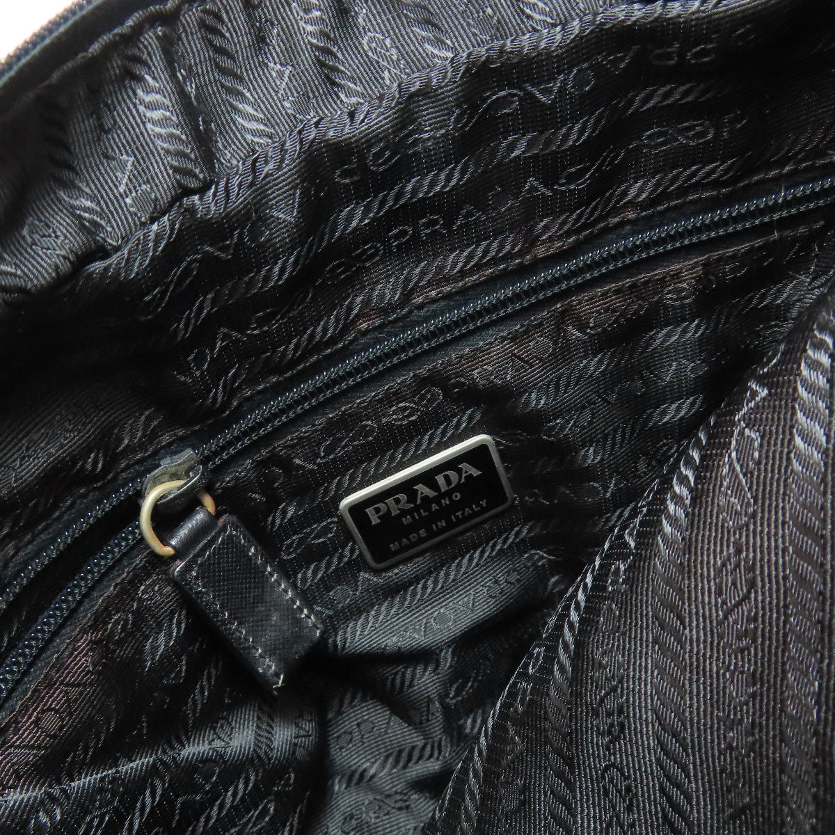 PRADA Shoulder Bag Nylon black logoMetal Women Used Authentic