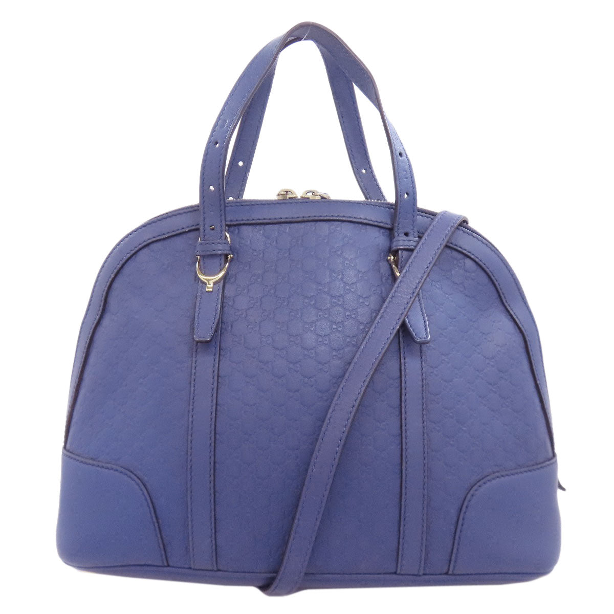 GUCCI Handbag 309617 leather blue GG Signature Microsima 2WAY Women Used Authentic