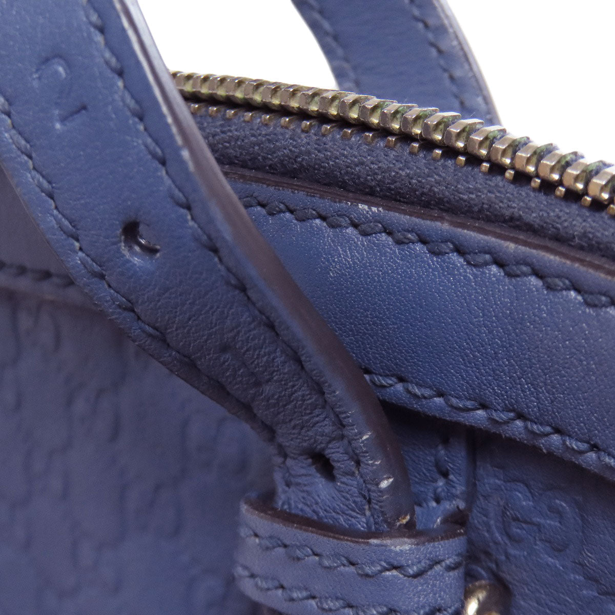 GUCCI Handbag 309617 leather blue GG Signature Microsima 2WAY Women Used Authentic