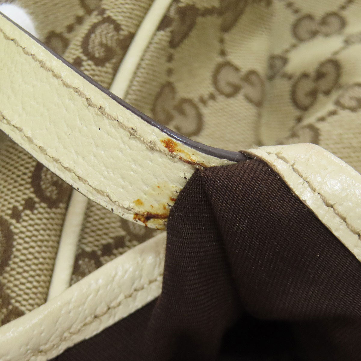 GUCCI Tote Bag 163805 canvas Brown GG Princey Ribbon Women Used Authentic