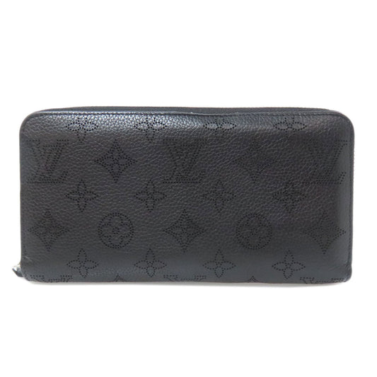 LOUIS VUITTON Long Wallet Purse M61867 Mahina leather black Zippy wallet Women Used Authentic
