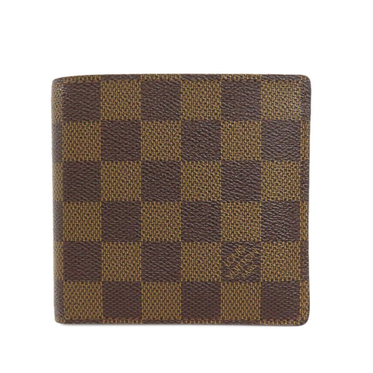 LOUIS VUITTON Bifold Wallet N61675 Damier canvas Brown Portefeuille�EMarco Women Used Authentic