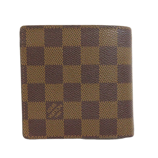 LOUIS VUITTON Bifold Wallet N61675 Damier canvas Brown Portefeuille�EMarco Women Used Authentic