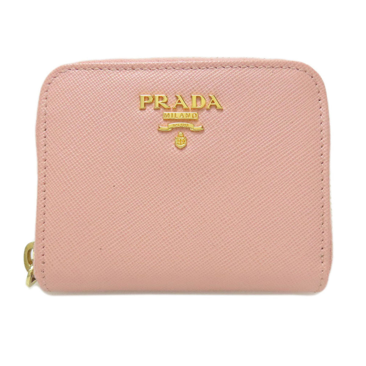PRADA Coin case leather pink Saffiano logoMetal Women Used Authentic