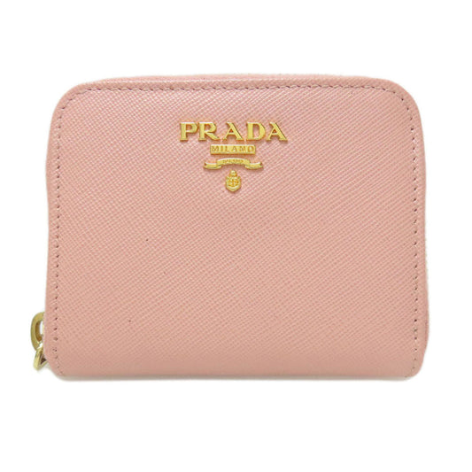 PRADA Coin case leather pink Saffiano logoMetal Women Used Authentic