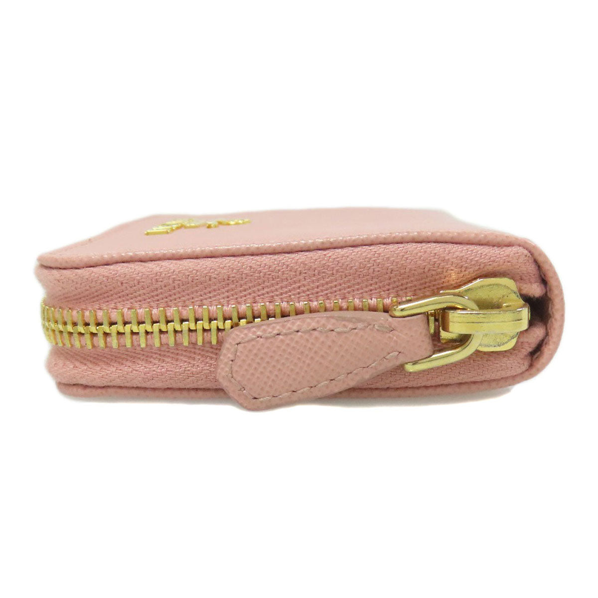 PRADA Coin case leather pink Saffiano logoMetal Women Used Authentic