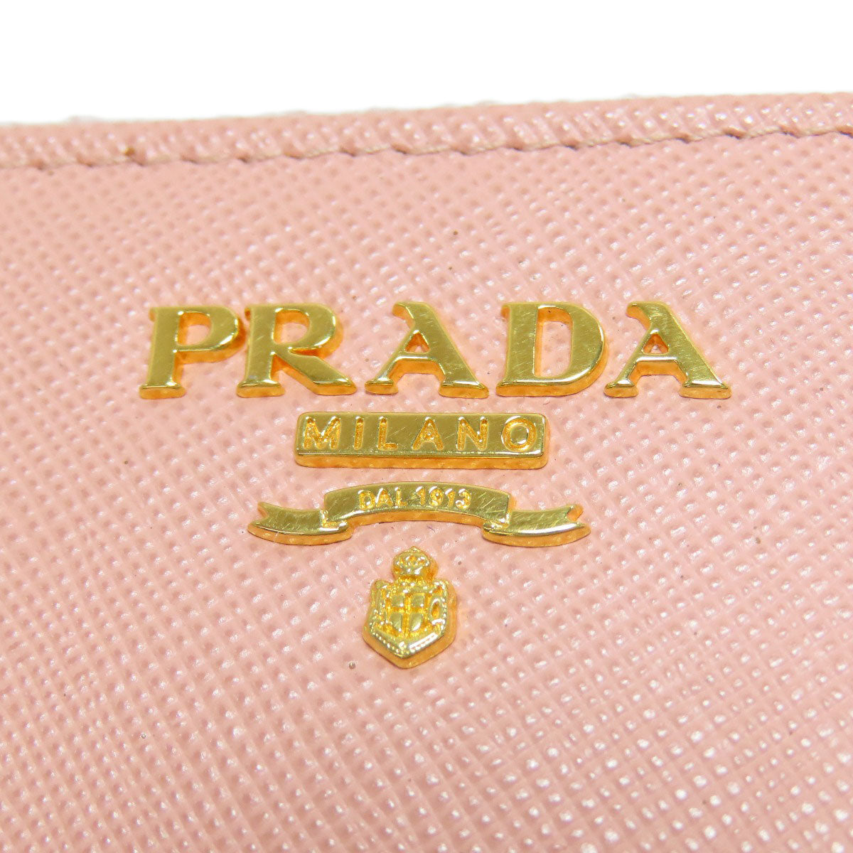 PRADA Coin case leather pink Saffiano logoMetal Women Used Authentic