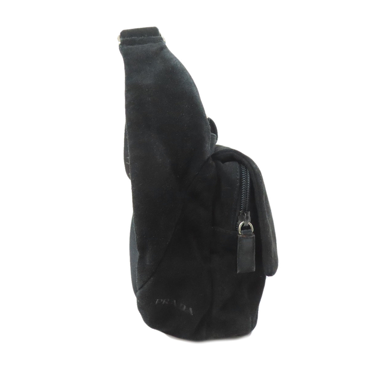 PRADA Shoulder Bag Suede black logo