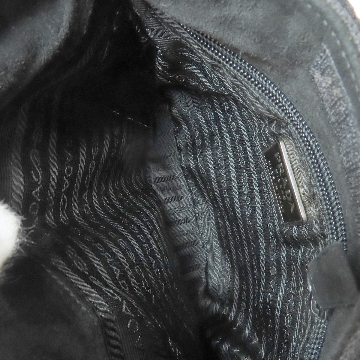 PRADA Shoulder Bag Suede black logo